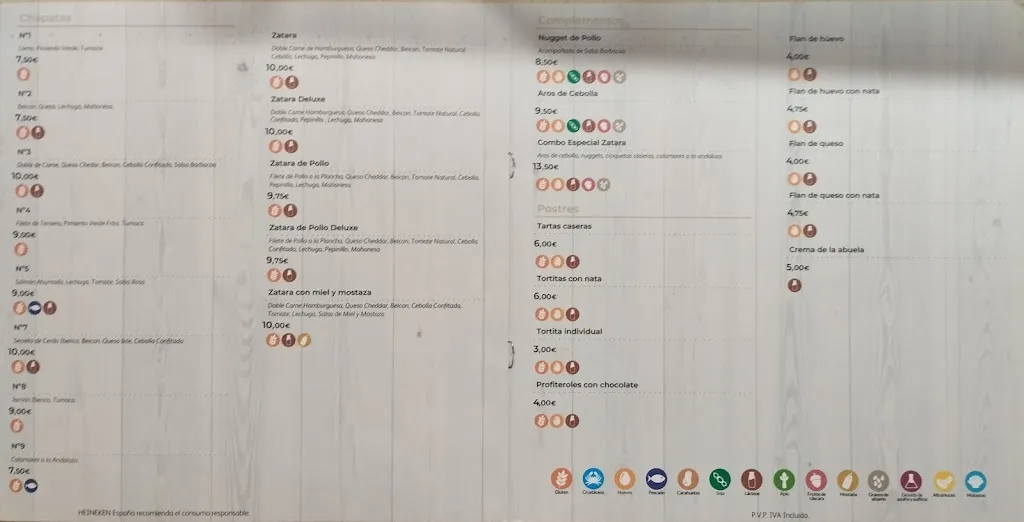 Menu_Restaurante cervecería Zátara, S.L._Santa María de la Vega_image_1