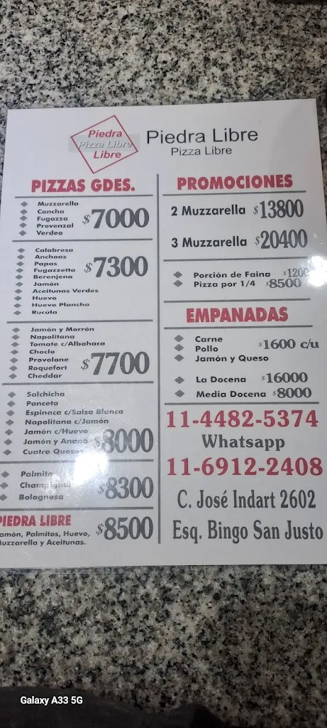Menu_Piedra Libre Pizza Libre_San Justo_image_1