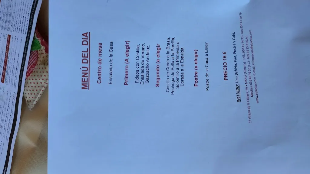 Menü_Restaurante El Panzas_Vélez-Blanco_Bild_2