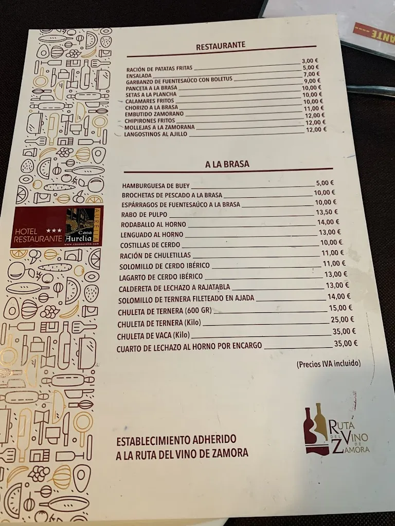 Menu_Casa Aurelia_Villaralbo_image_1