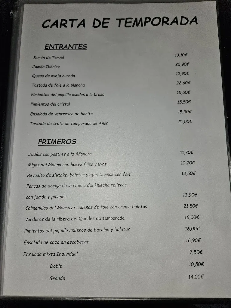 Menu_El Molino de Berola_Alcalá de Moncayo_image_1