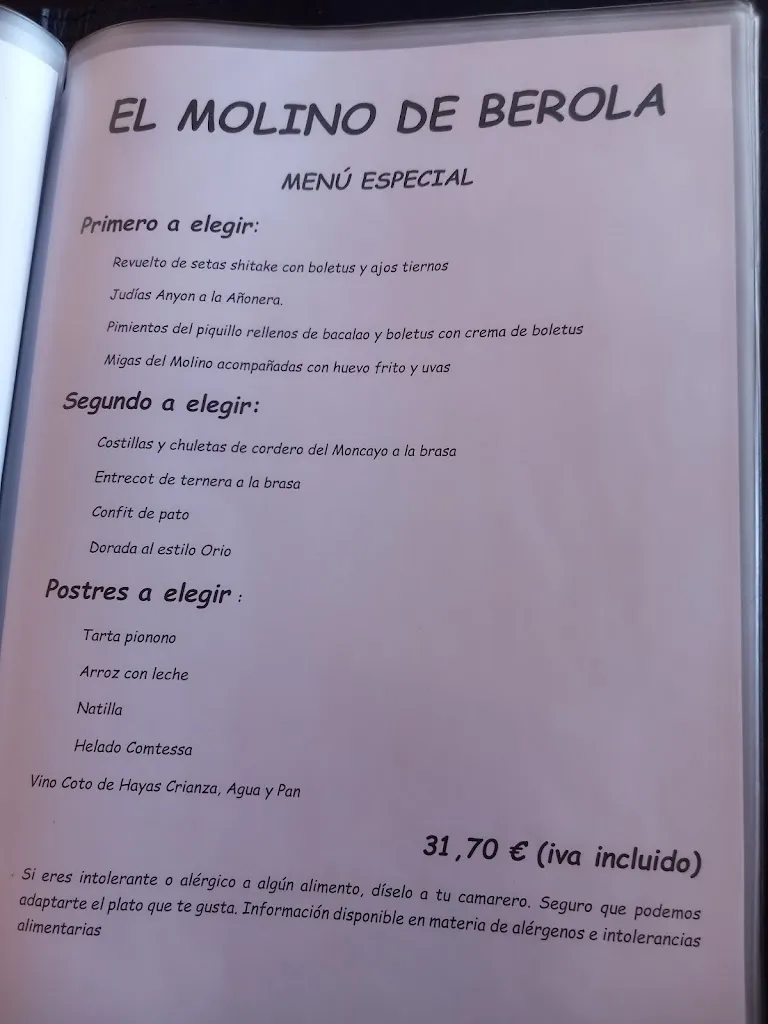 Menu_El Molino de Berola_Alcalá de Moncayo_image_4