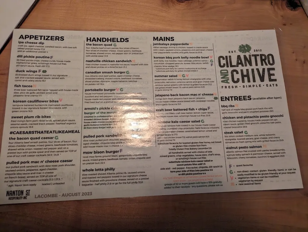 Menü_Cilantro and Chive - Lacombe_Albeta_Bild_3