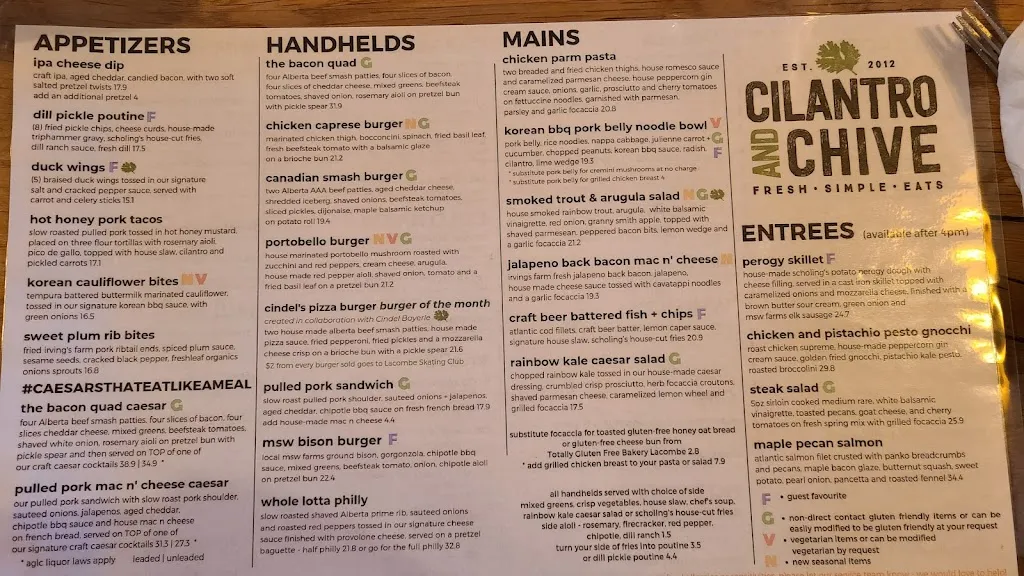 Menü_Cilantro and Chive - Lacombe_Albeta_Bild_4