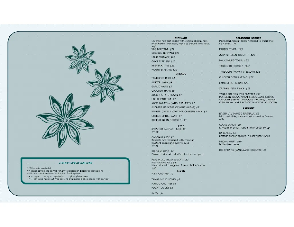 Menu_Zyka Elevated Indian Restaurant Banff_Albeta_image_3
