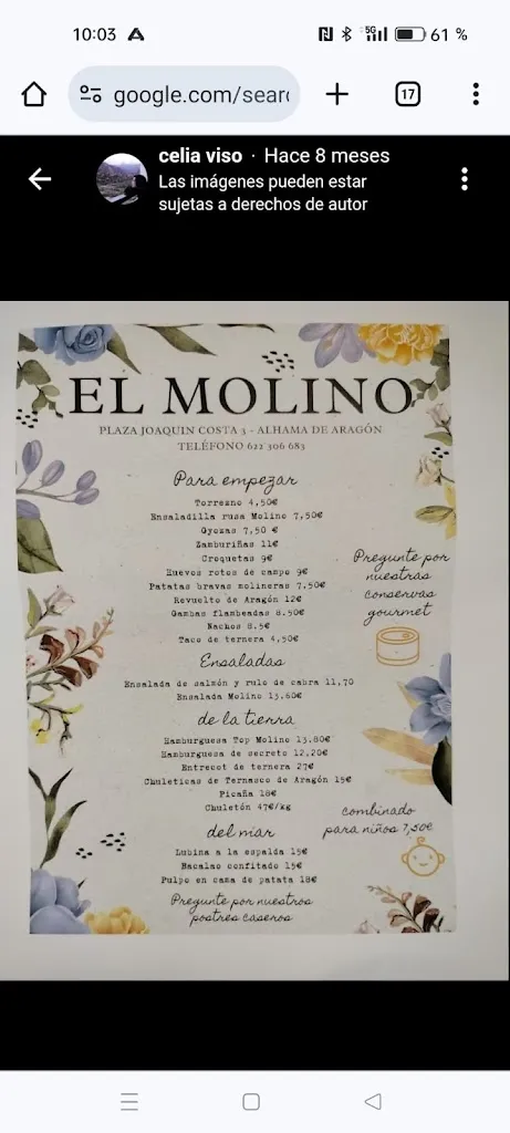 Menu_Bar restaurante El Molino_Alhama de Aragón_image_4