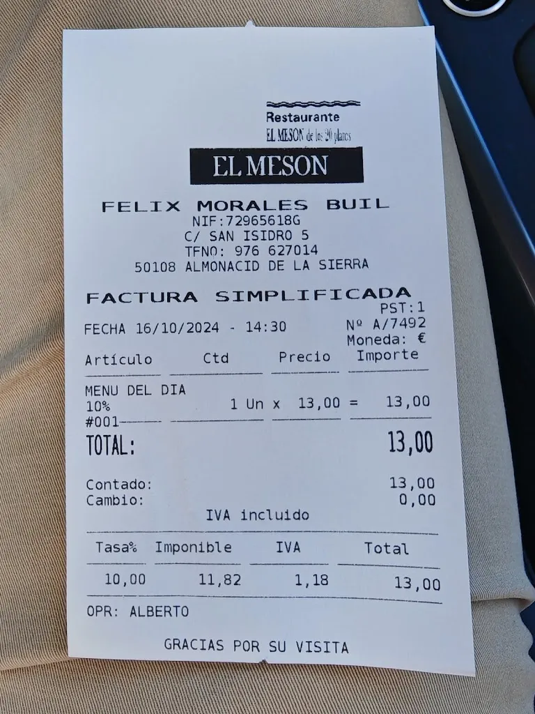 ruben alvarez_Mesón de los 20 Platos_Almonacid de la Sierra_review