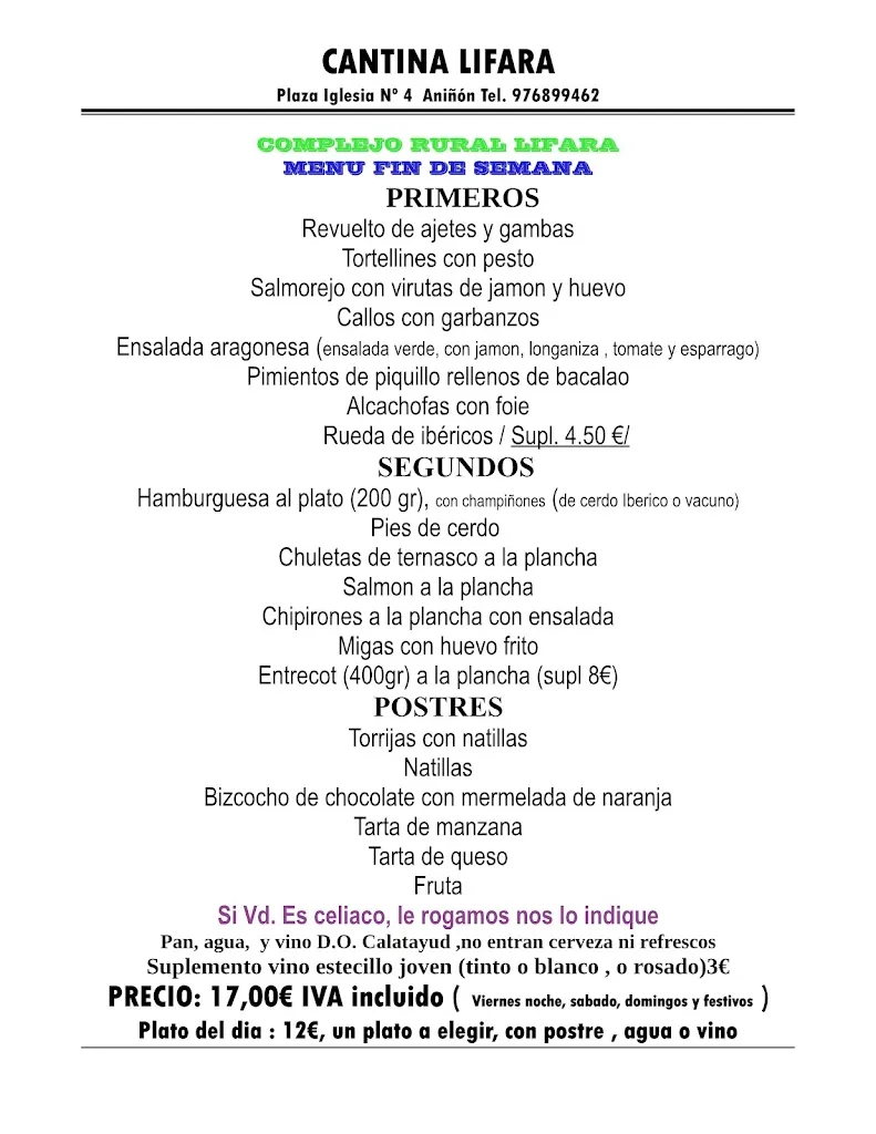Menu_Restaurante Cantina Lifara_Aniñón_image_1
