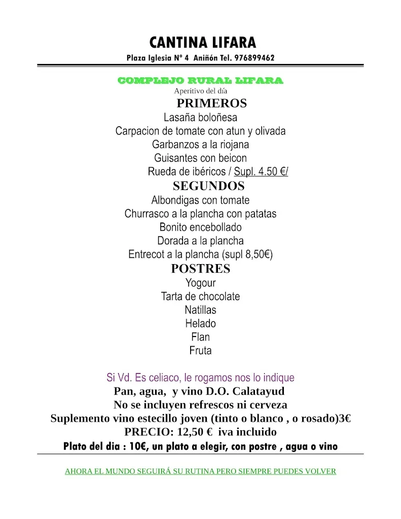 Menu_Restaurante Cantina Lifara_Aniñón_image_2