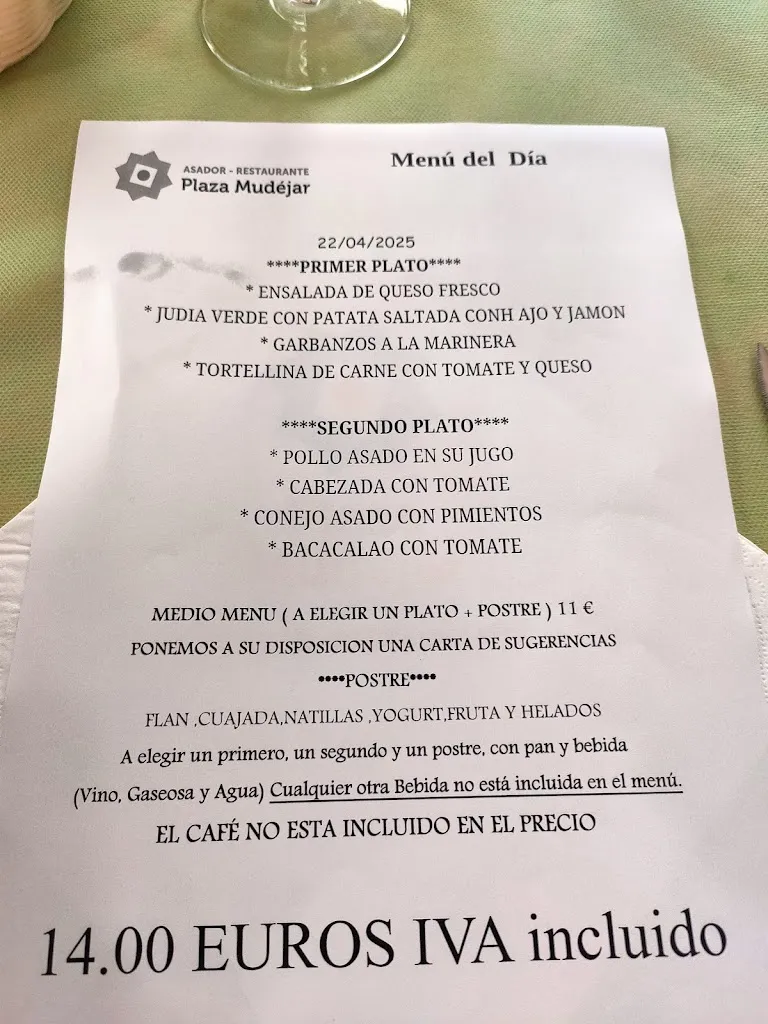 Menu_Restaurante Plaza Mudejar. Gasolinera_Badules_image_1