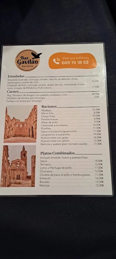 Menu_Bar- Restaurante Gavilán_Belchite_image_1