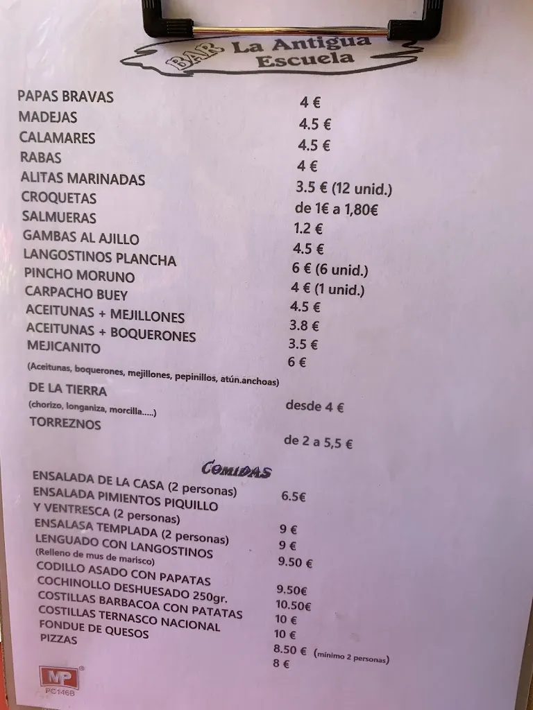 Menu_Bar La Antigua Escuela_Bijuesca_immagine_1