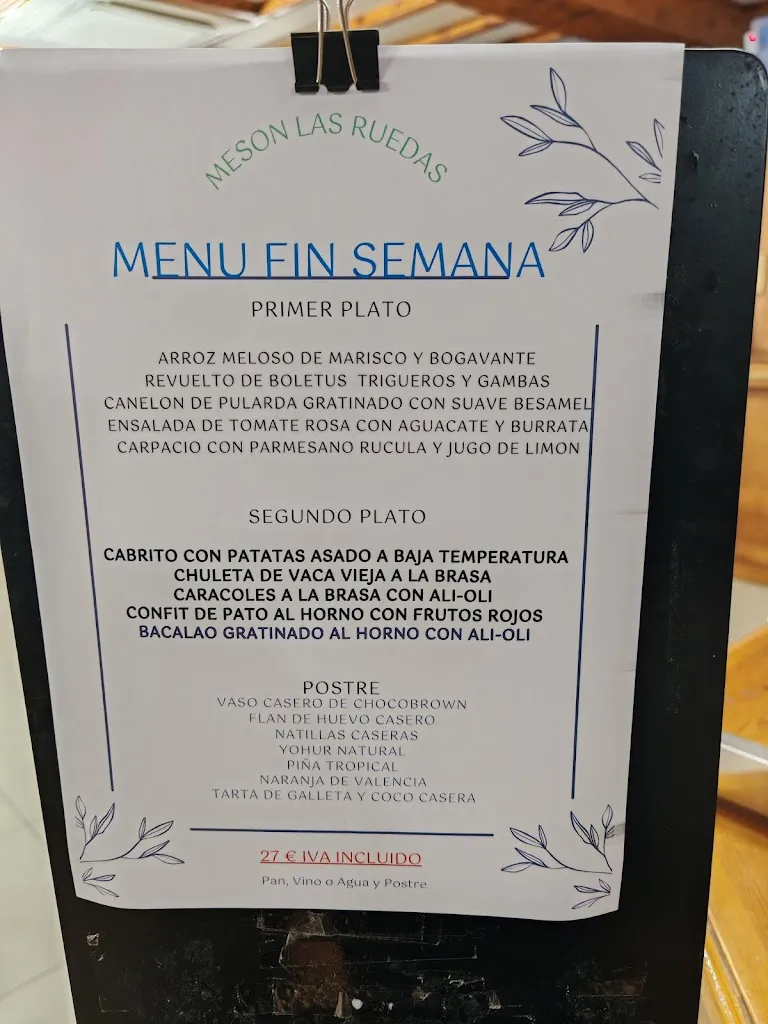 Menu_Hotel Las Ruedas - Mesón Las Ruedas, Borja_Bisimbre_image_2