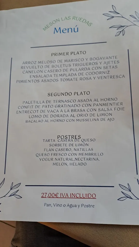 Menu_Hotel Las Ruedas - Mesón Las Ruedas, Borja_Bisimbre_image_3