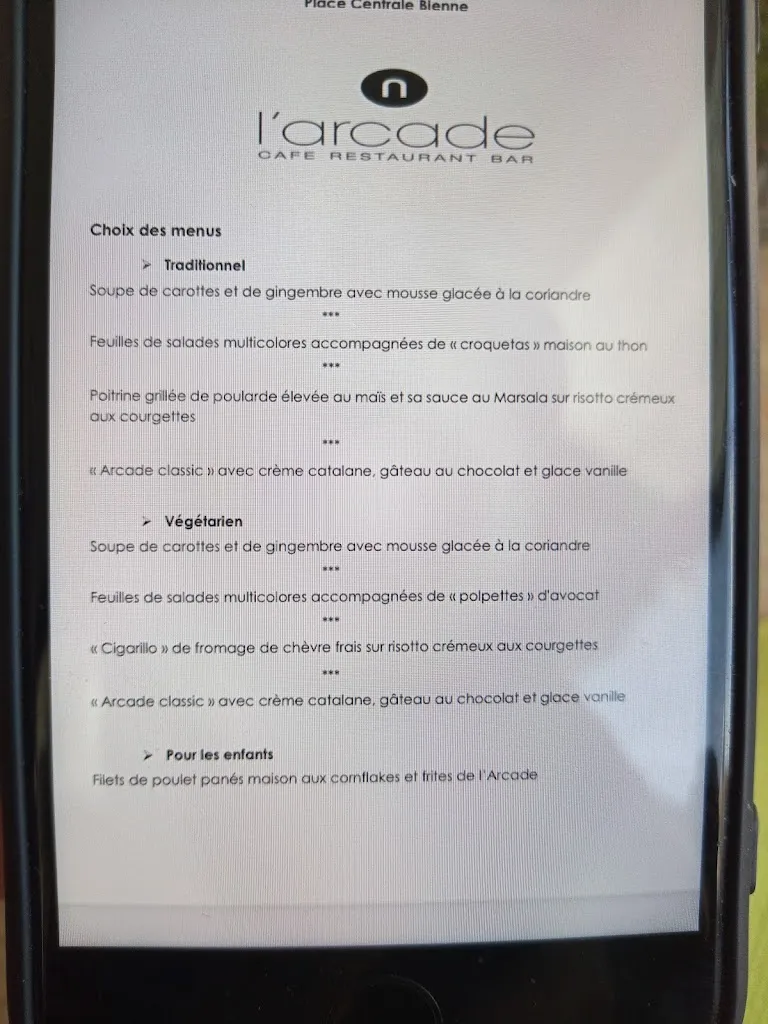 Menu_Restaurant l'arcade_Biel_image_2