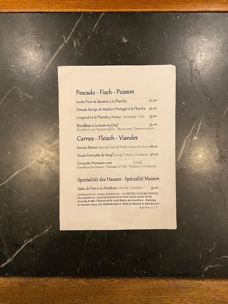 Menu_Restaurant Au Rendez-Vous Biel/Bienne Espagnol Español Spanisch Tapas Bar_Biel_image_2