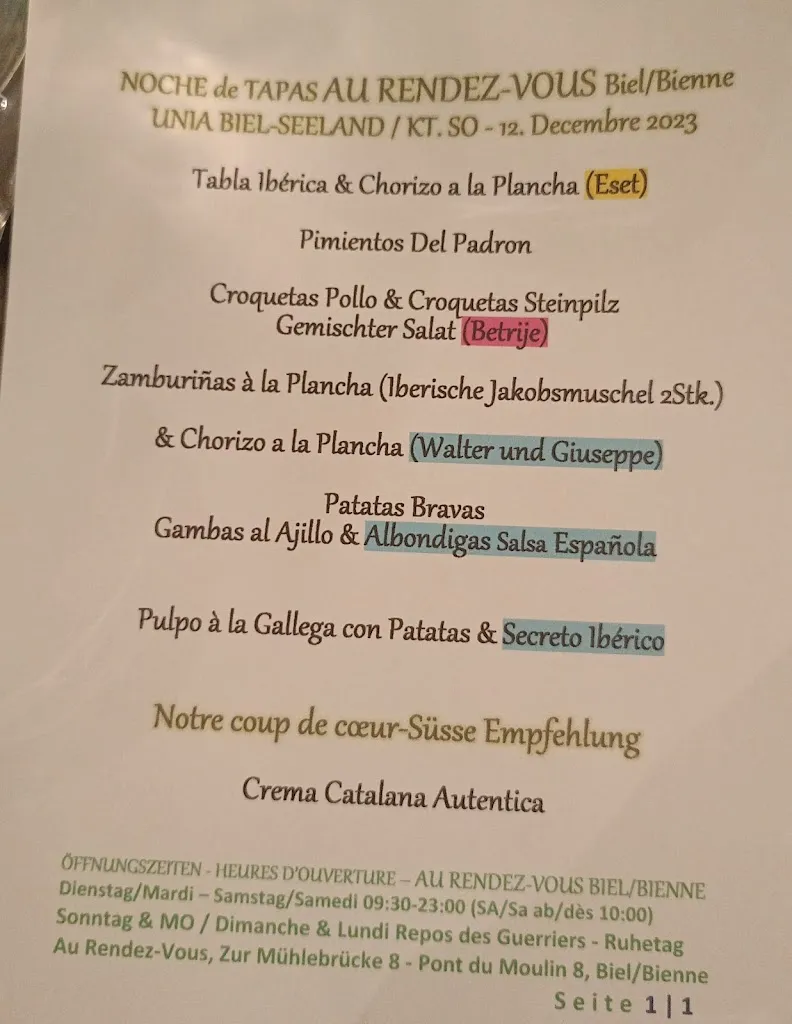Menu_Restaurant Au Rendez-Vous Biel/Bienne Espagnol Español Spanisch Tapas Bar_Biel_image_4