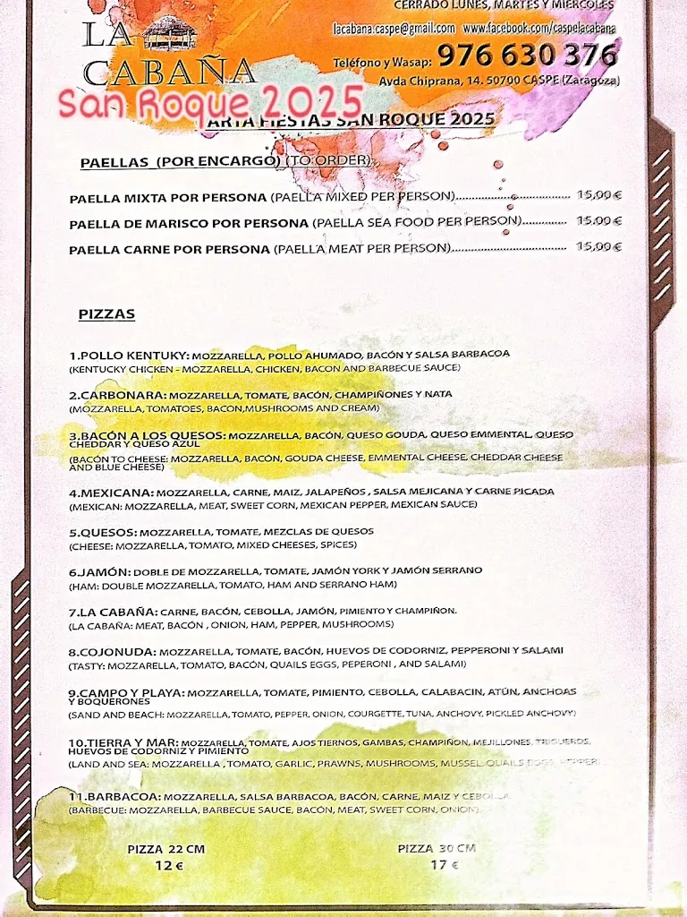 Menu_Bar La Cabaña_Caspe_image_2