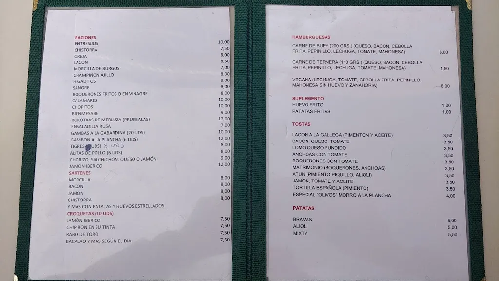 Menu_Los Olivos Cafetería-Restaurante_Cinco Olivas_immagine_1