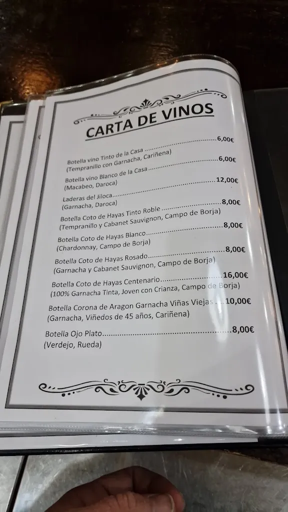 Menu_Bar restaurante La Roca_Daroca_immagine_4