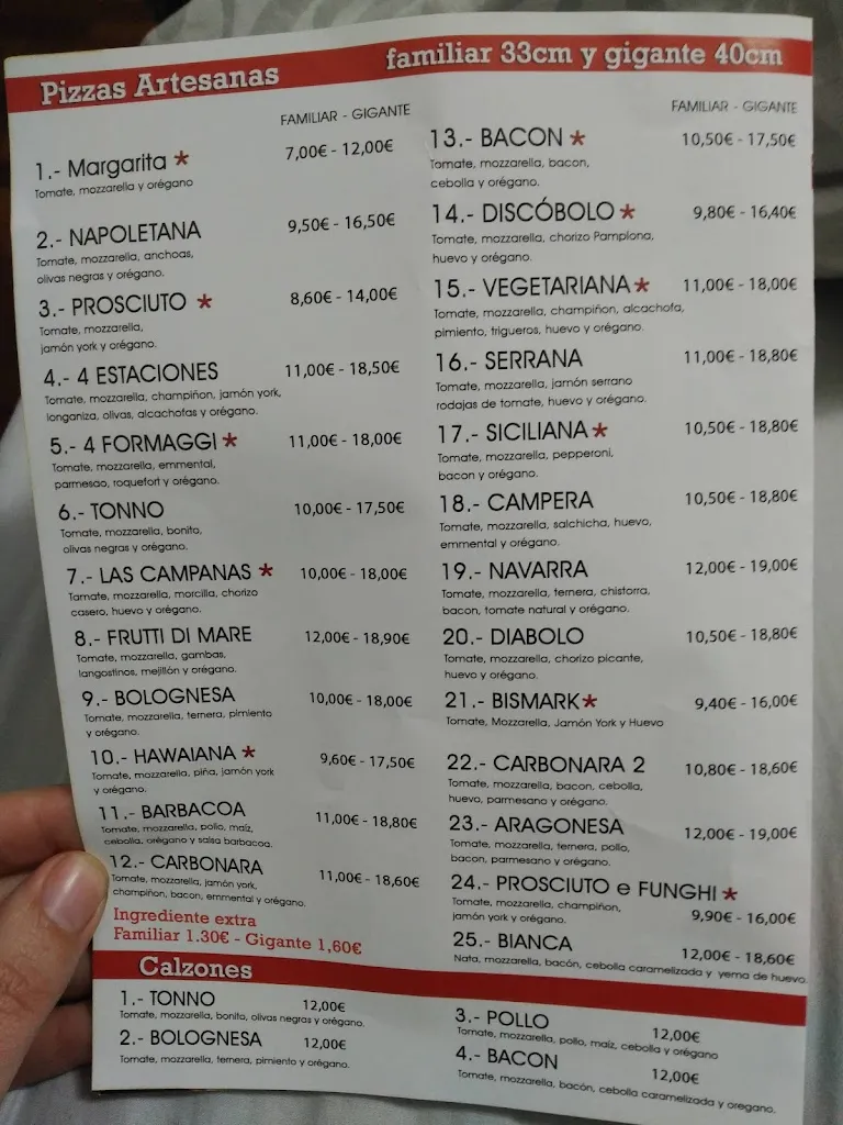 Menu_Pizzeria Las Campanas de Florencia y Arroceria Onubense_Cuarte de Huerva_image_4