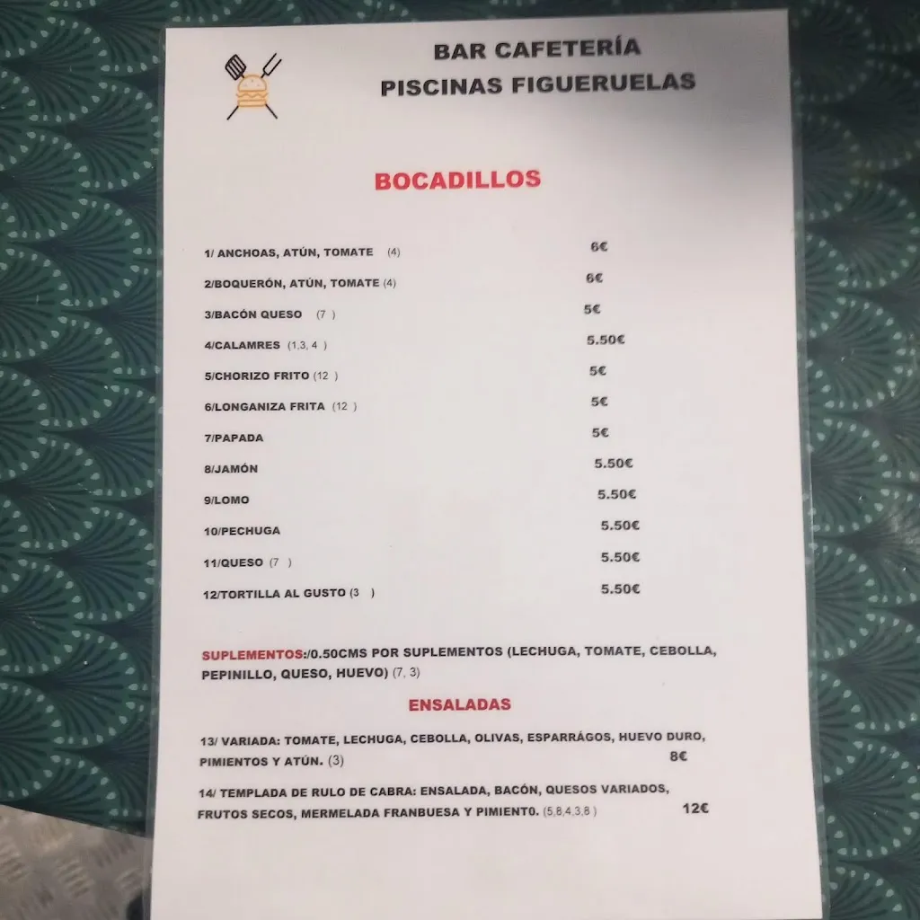 Menu_Cafetería Piscina De Figueruelas_Figueruelas_immagine_1