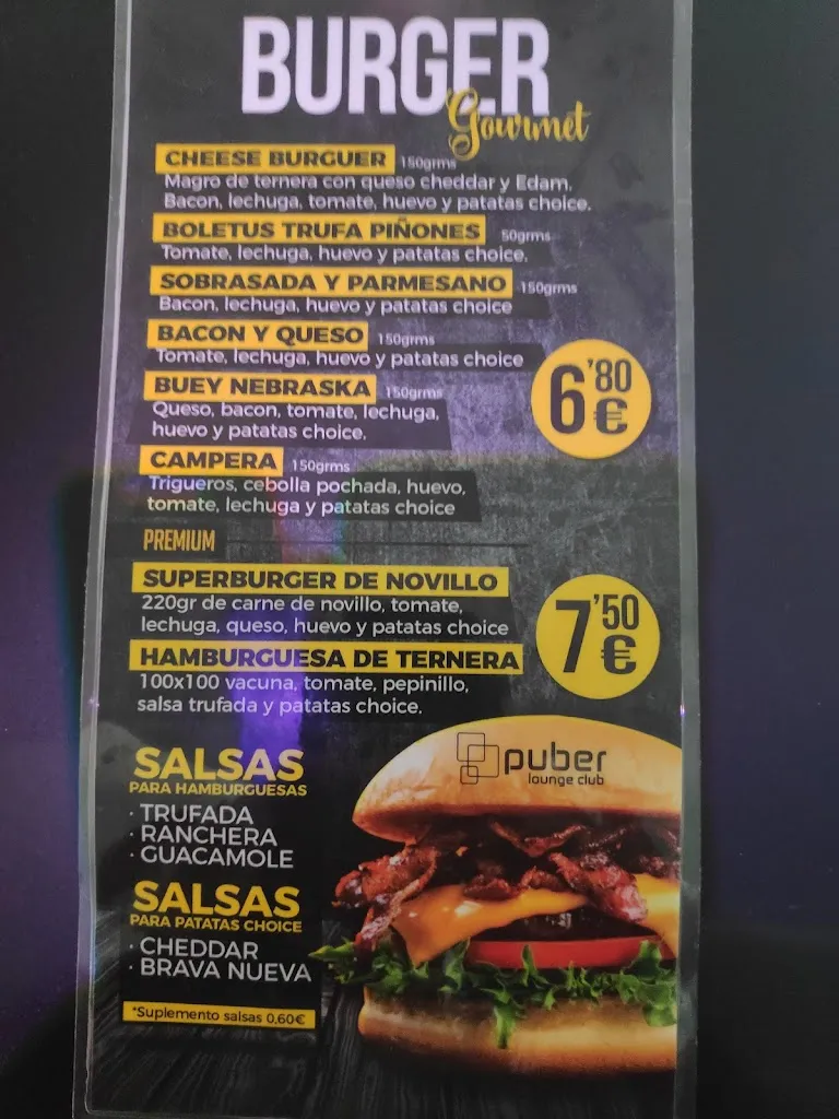 Menu_Puber lounge club_Fuentes de Ebro_image_1