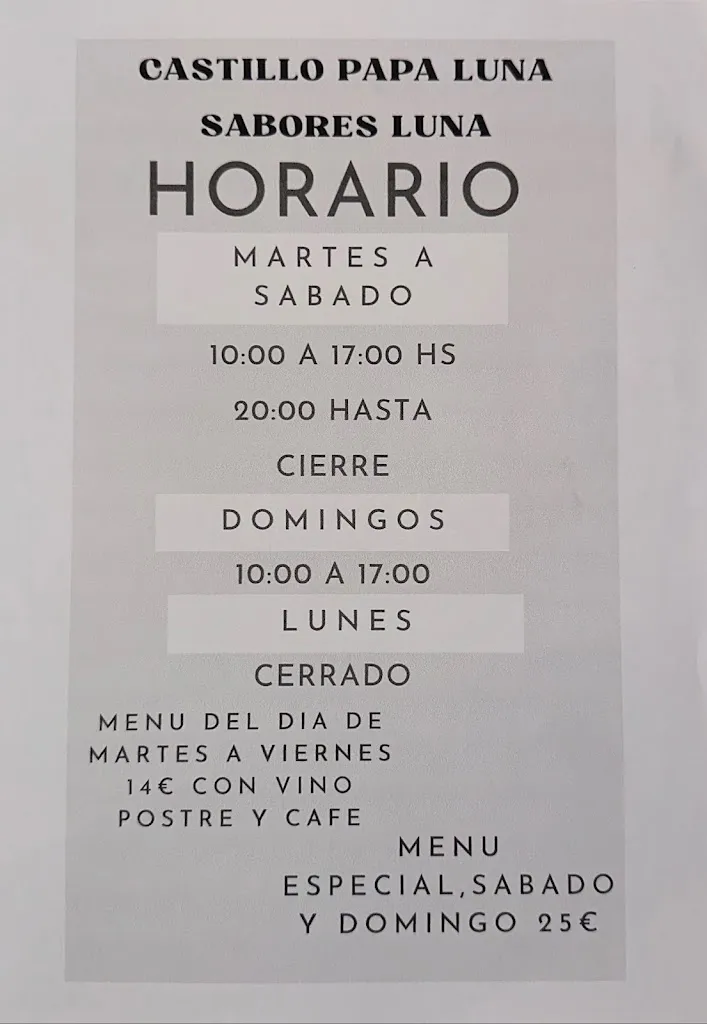 Menu_Sabor Luna - Restaurante Castillo Papa Luna_Illueca_image_2