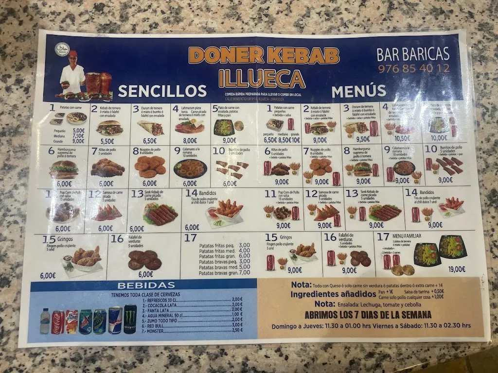 Menu_DONER KEBAB ILLUECA Bar baricas_Illueca_image_1