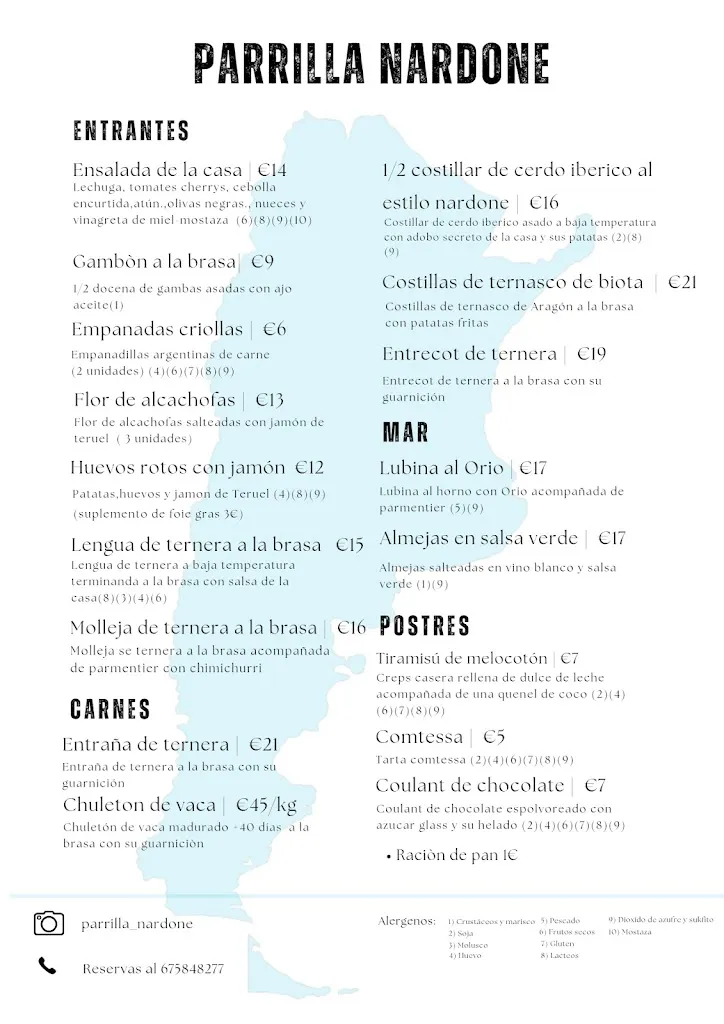 Menü_Bar Restaurante Parrilla Nardone_Luesia_Bild_1