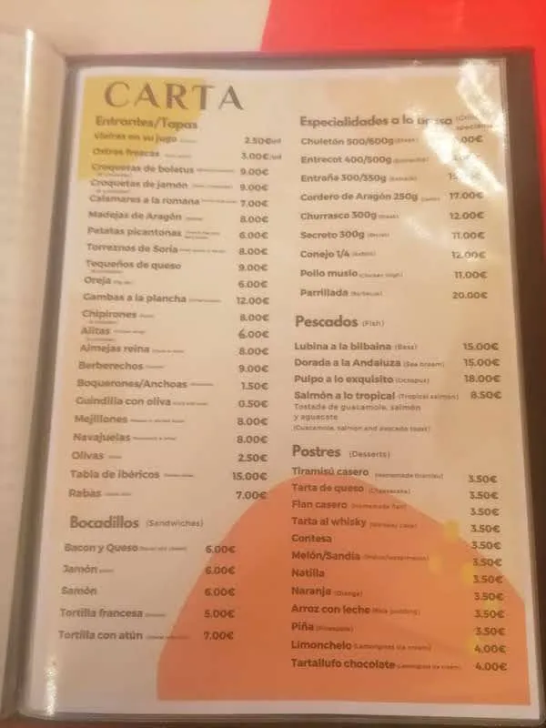 Menu_Bar-Restaurante Lo Bucheret_Maella_image_2