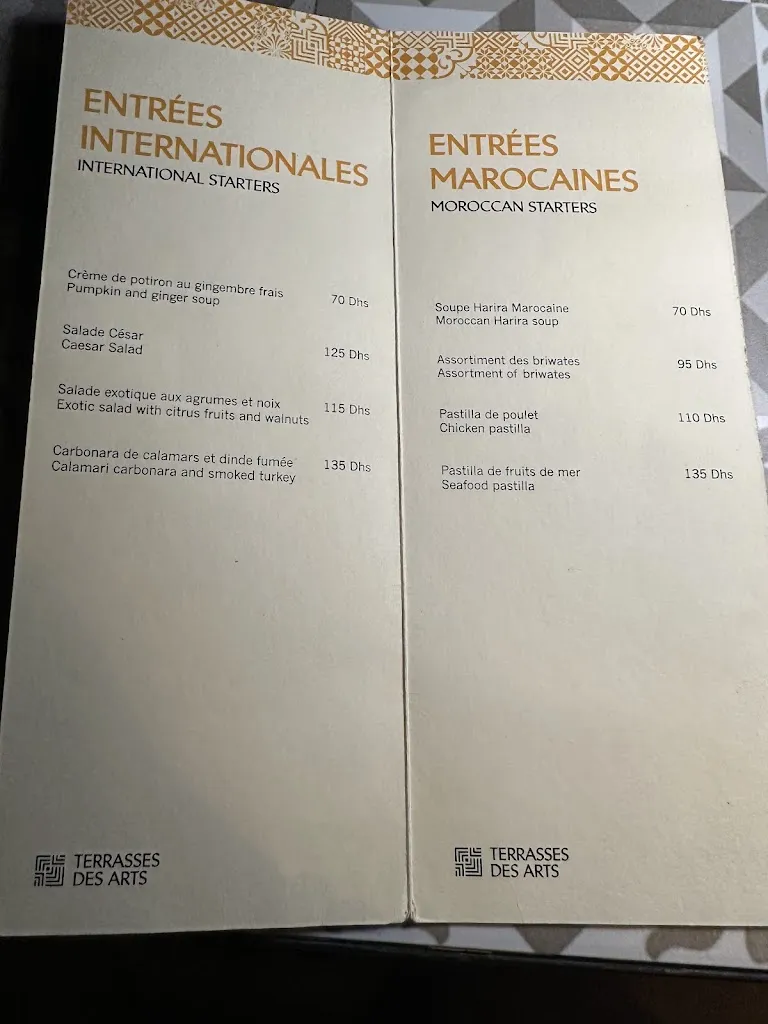 Menu_Les Terrasses Des Arts Marrakech_Marracos_image_2