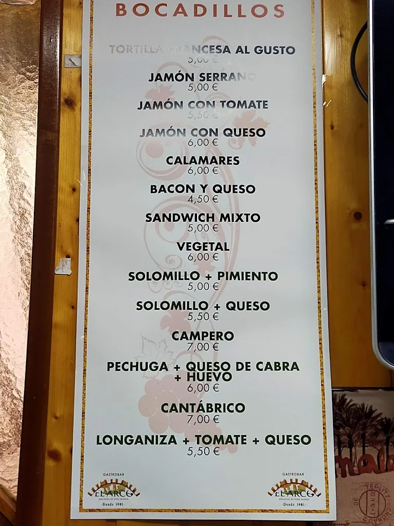 Menu_Bar El Arco_Paniza_image_1
