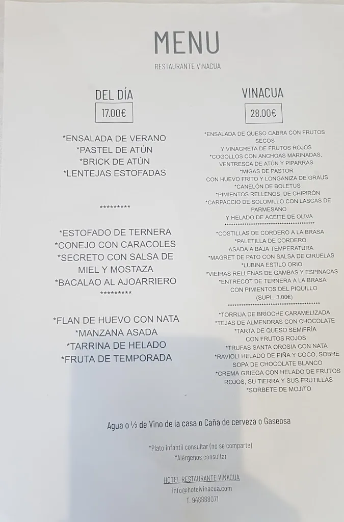 Menu_Bar Restaurante Vinacua_Sos del Rey Católico_immagine_2