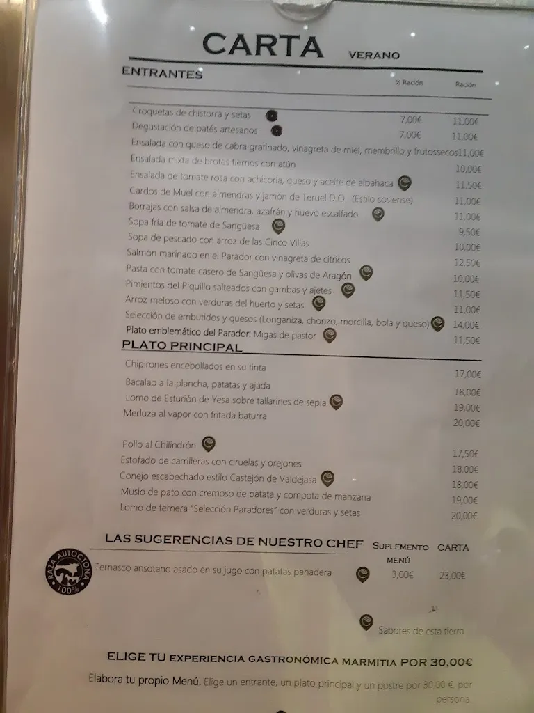 Menu_Restaurante Marmitia del Parador de Sos del Rey Católico_Sos del Rey Católico_image_1