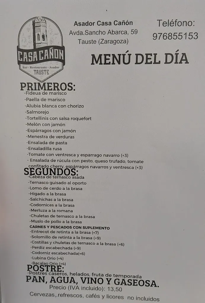 Menu_Casa Cañón - Bar Restaurante_Tauste_image_1