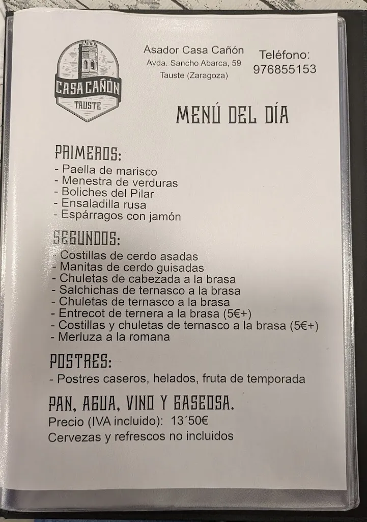 Menu_Casa Cañón - Bar Restaurante_Tauste_image_2