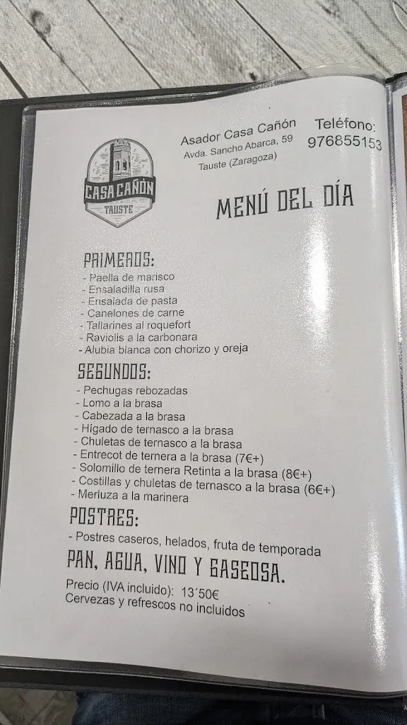 Menu_Casa Cañón - Bar Restaurante_Tauste_image_3