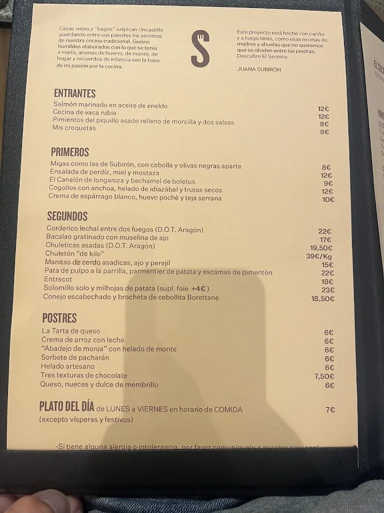 Menu_El Secreto_Uncastillo_image_3