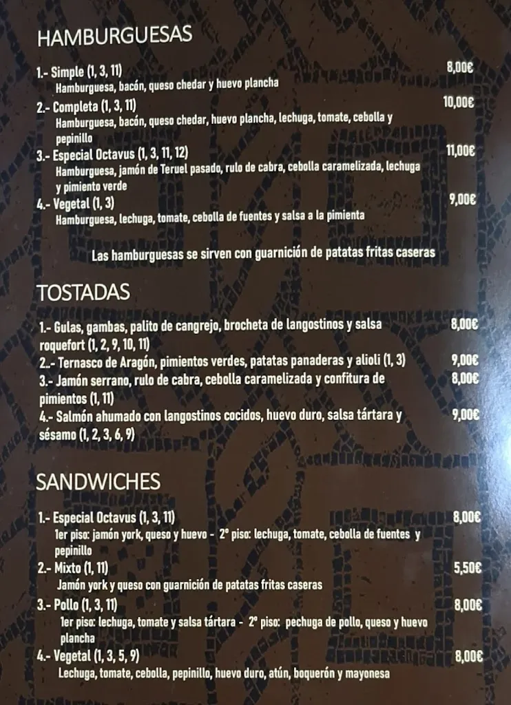 Menu_Cafetería restaurante Octavus_Utebo_image_1