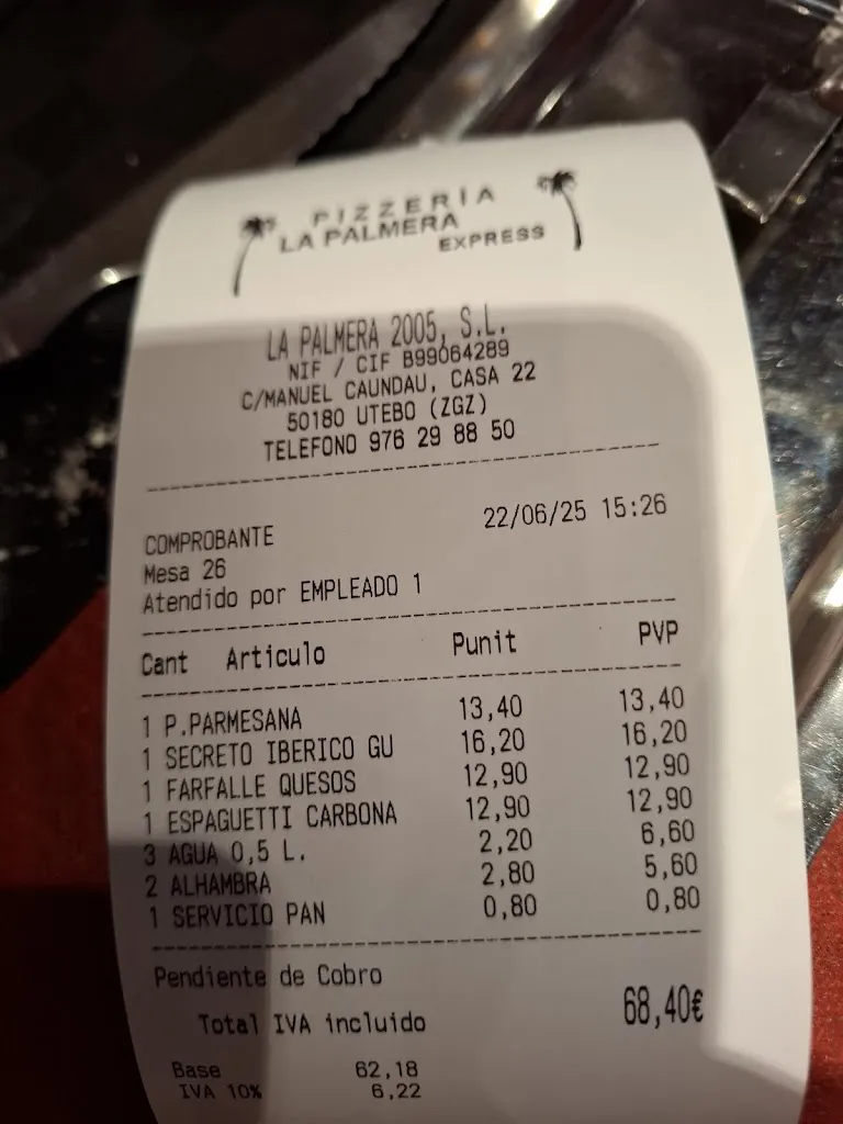 Emilio Moreno_Pizzería Restaurante la Palmera_Utebo_review