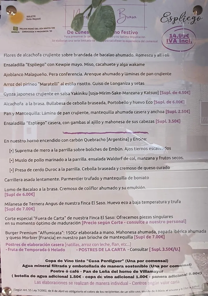 Menu_Gastrobar Espliego_Villamayor de Gállego_image_1