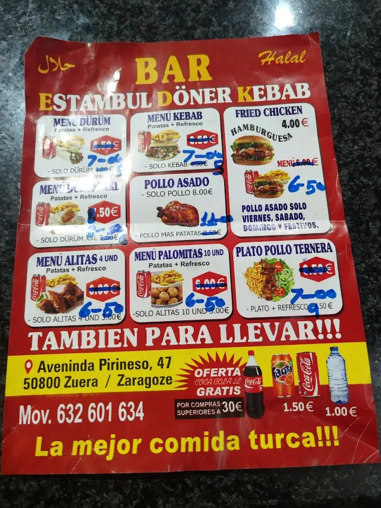 Menu_Bar Estambul Döner Kebab_Zuera_image_1