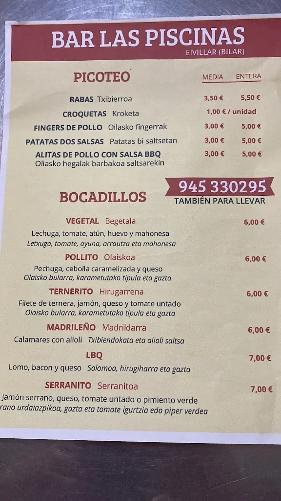 Menu_Bar ”Las Piscinas”_Elvillar/Bilar_image_2