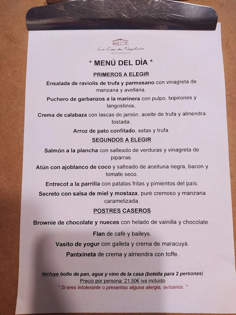 Menu_Restaurante La Casa de Napoleón_Elburgo/Burgelu_image_1