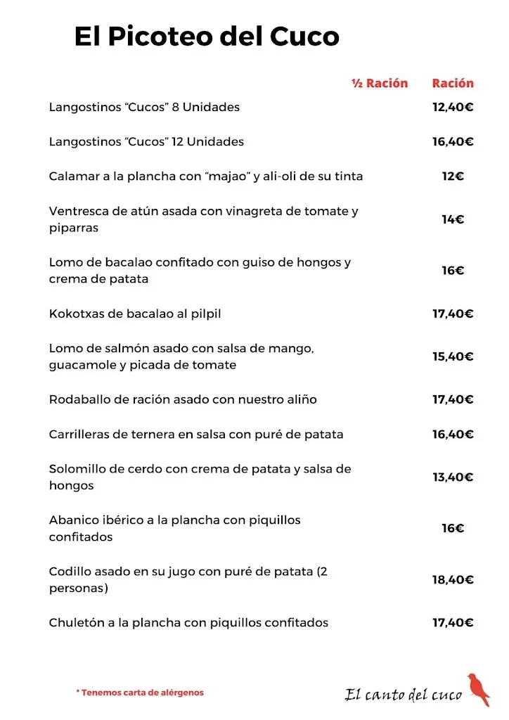 Menu_Restaurante El Canto Del Cuco_Elburgo/Burgelu_immagine_3