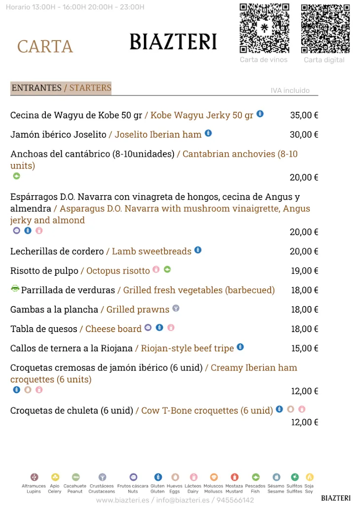 Menu_Restaurante Biazteri 1974_Yécora/Iekora_image_3