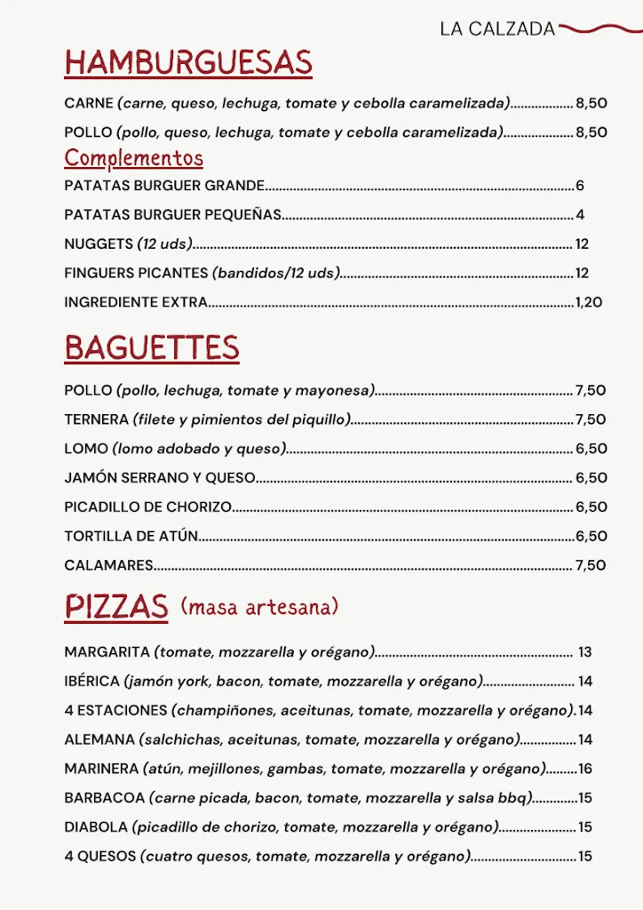 Menu_Bar La Calzada Romana_Belmonte de Miranda_image_2