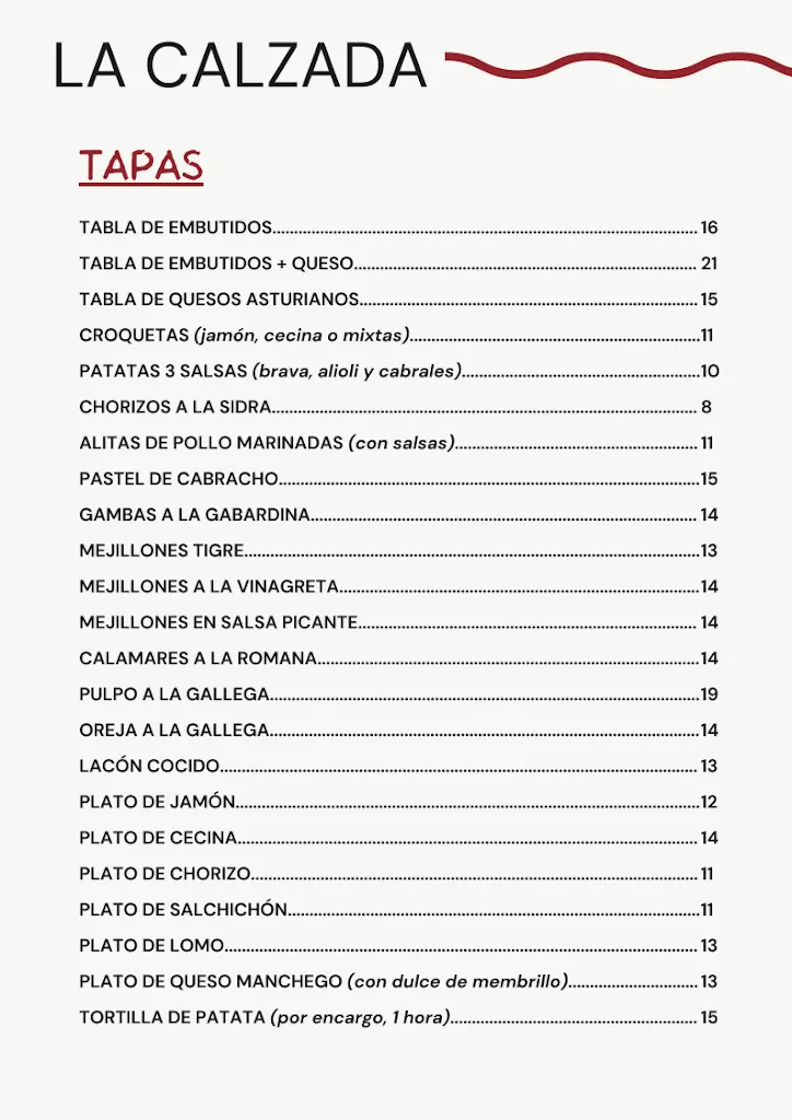 Menu_Bar La Calzada Romana_Belmonte de Miranda_image_3