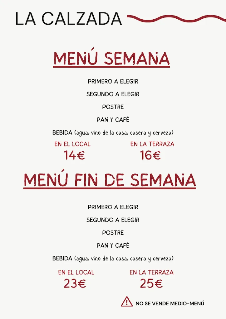 Menu_Bar La Calzada Romana_Belmonte de Miranda_image_4
